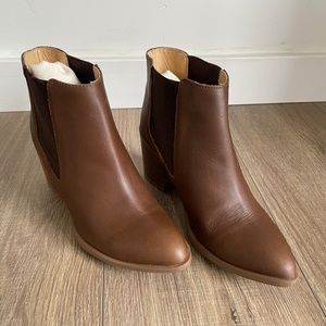 Nisolo Classic Chelsea Dark Brown Leather Pull On High Heel Boots Size 6